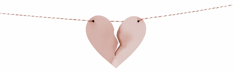 Illustration d’un cœur brisé suspendu à un fil, symbole de rupture et de réparation possible dans la relation de couple